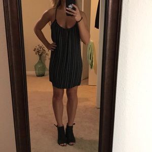 Black and white vertical stripped beach dress